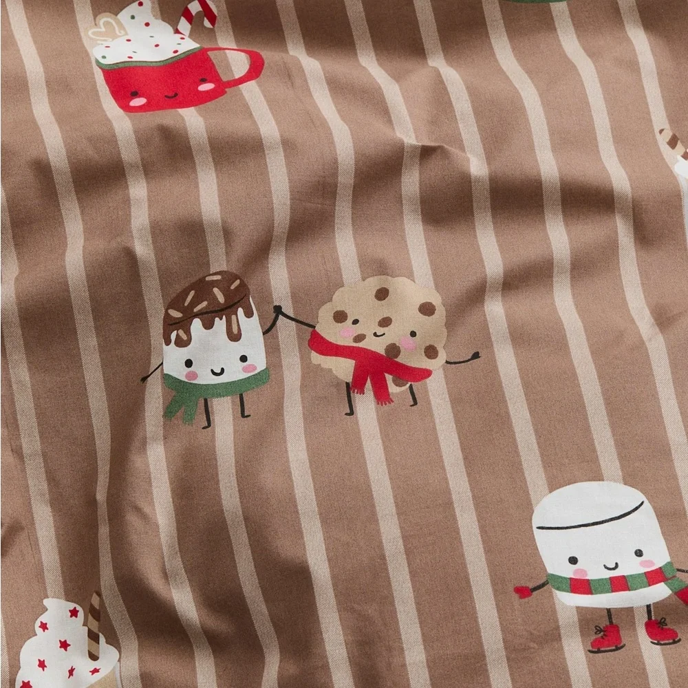 H&M Brown Striped Duvet Cover with Cute Design